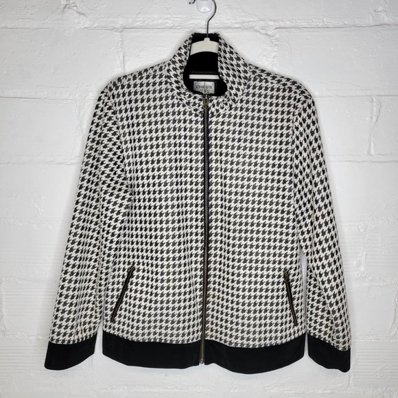 Chico's Jackets & Blazers - Chico's Travelers Women's Size 2 Jacket Black White Houndstooth Full Zip